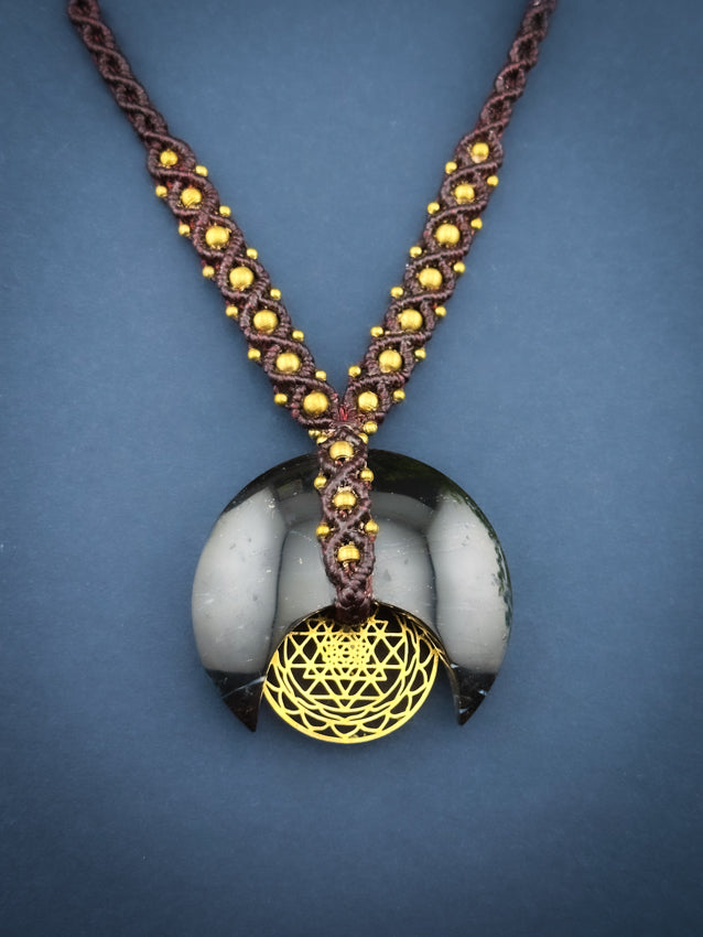 Black Palm Root Crescent Moon Sri Yantra