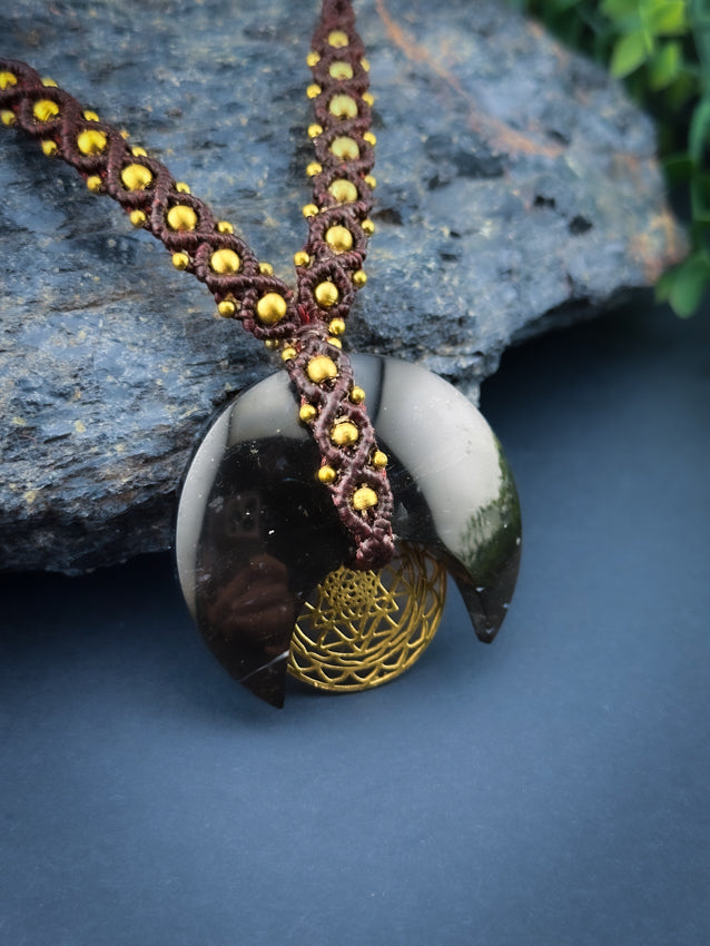 Black Palm Root Crescent Moon Sri Yantra