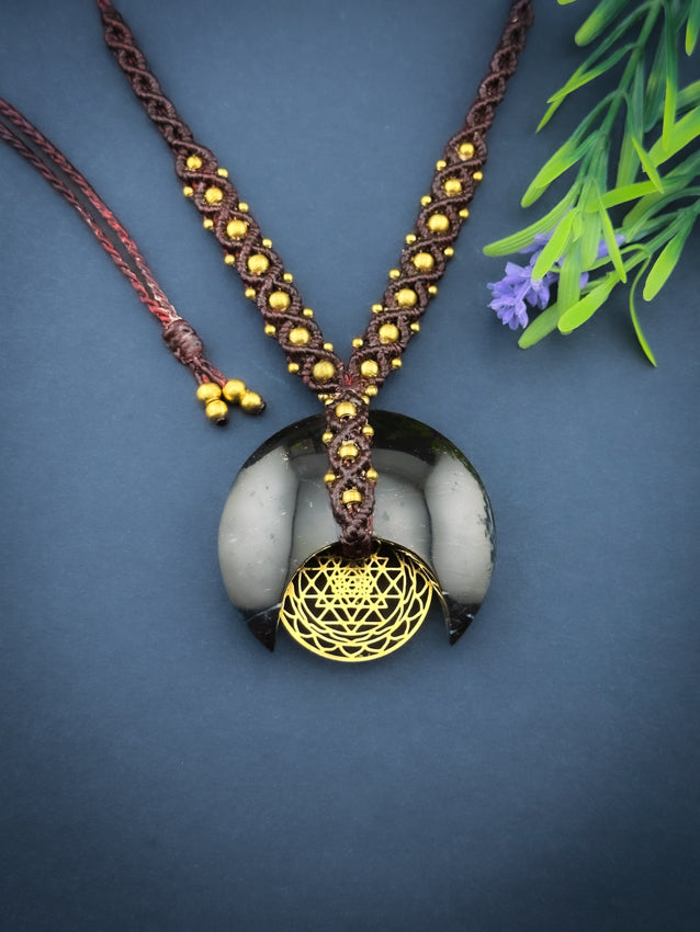 Black Palm Root Crescent Moon Sri Yantra