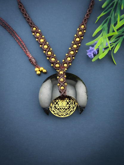 Black Palm Root Crescent Moon Sri Yantra