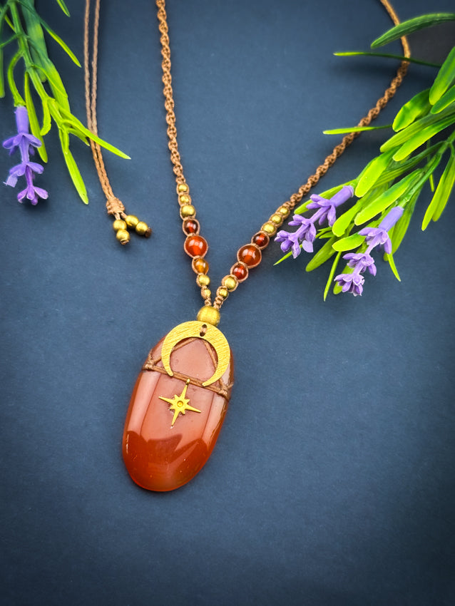 Carnelian Oval Moon Brass