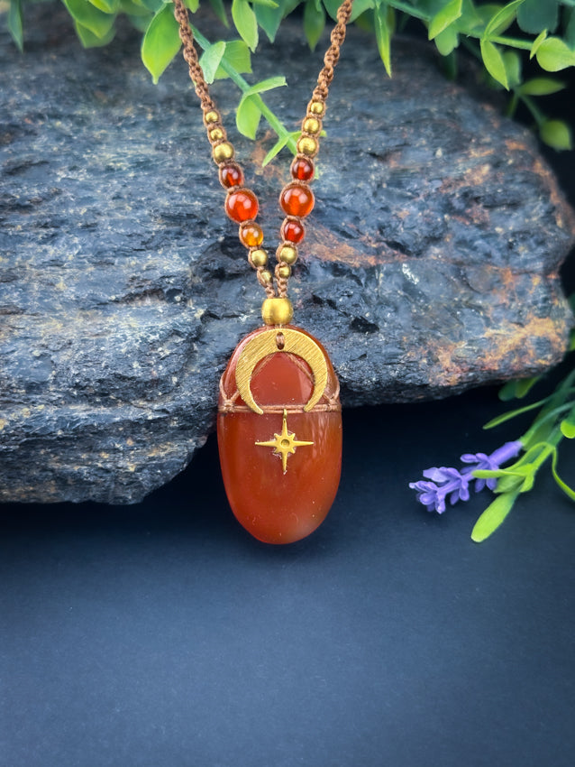 Carnelian Oval Moon Brass
