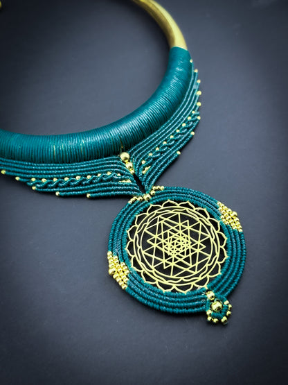 Queen Sri Yantra - Teal