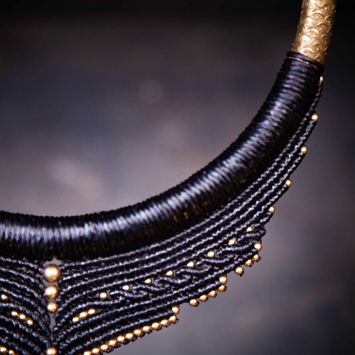 Marcasite Handmade Necklace on Brass Choker - 'Queen Hecate' - Dutchies Delights Macrame