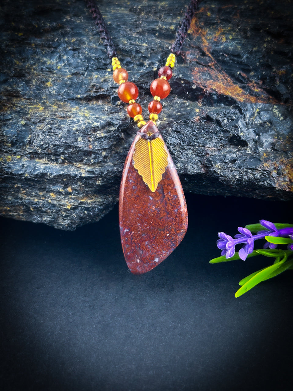 Moroccan Agate with Carnelian beads