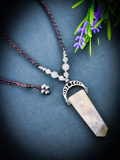 Rose Quartz Flat Point with Moon details