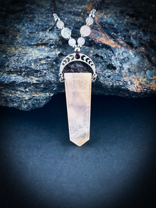 Rose Quartz Flat Point with Moon details