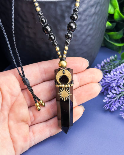 Obsidian Point Adjustable Point Necklace