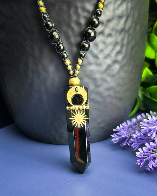 Obsidian Point Adjustable Point Necklace