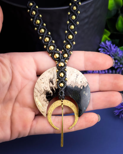 Palm Root Fossil Crescent Moon - Moon & Dangle
