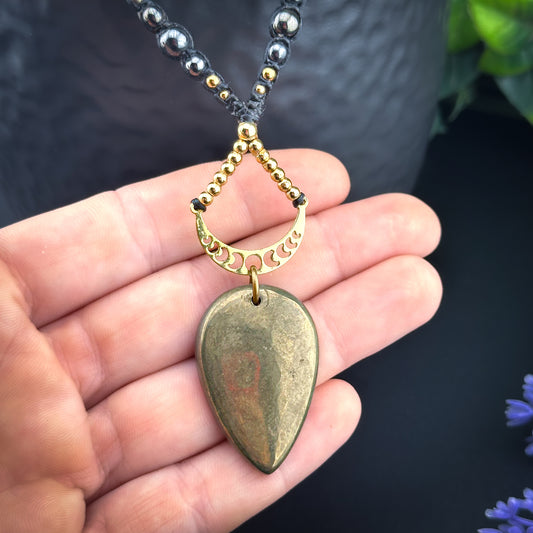 Pyrite Oval Golden Moon Necklace