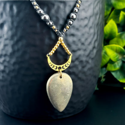 Pyrite Oval Golden Moon Necklace