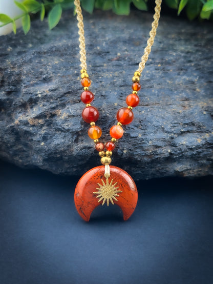 Red Jasper Moon with Brass Sun