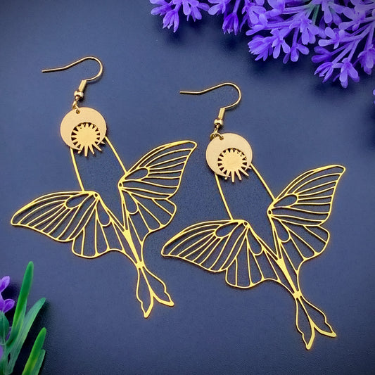 Moth Style Earrings Gold