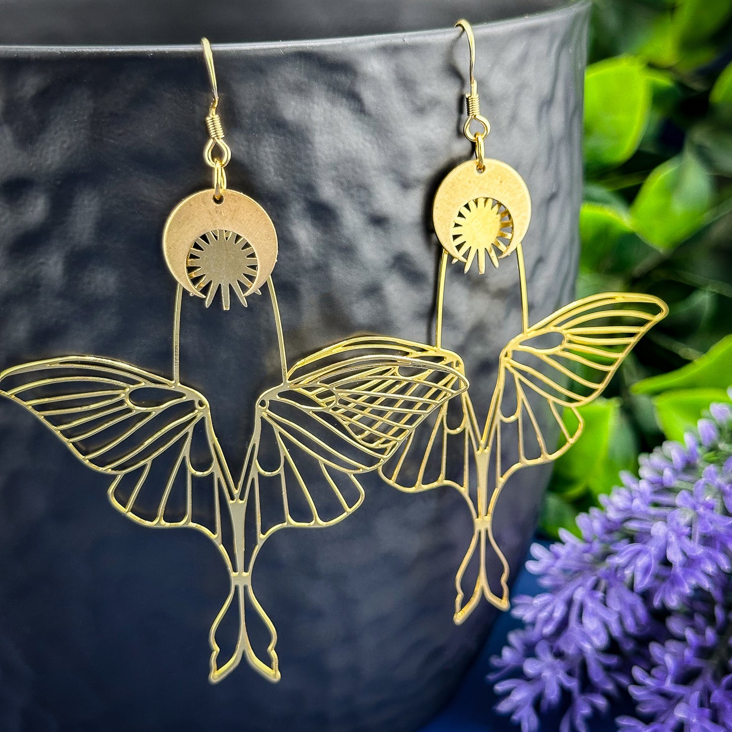 Moth Style Earrings Gold