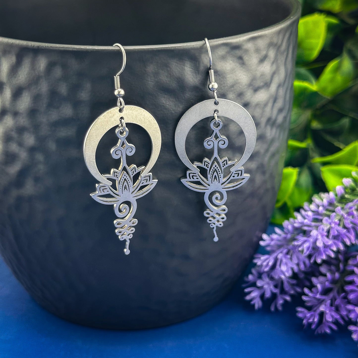 Lotus & Moon Earrings