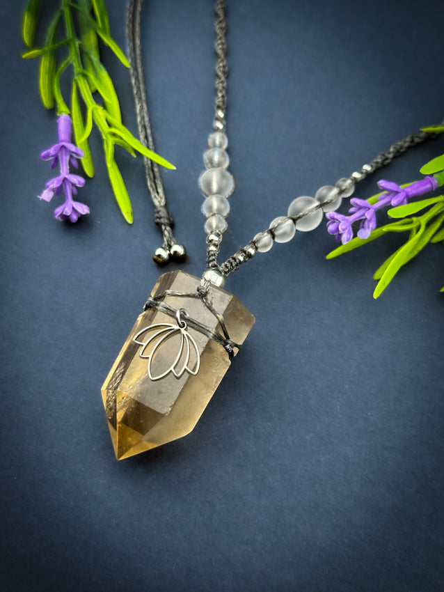 Smokey Quartz, Silver Lotus Crystal Point