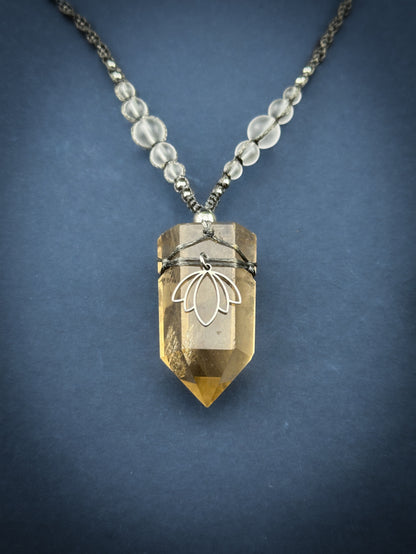 Smokey Quartz, Silver Lotus Crystal Point