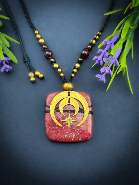Thulite Square with Moons