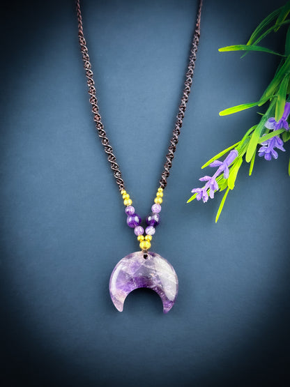 Amethyst crescent moon Necklace