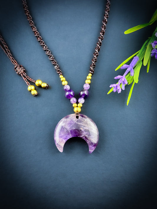 Amethyst crescent moon Necklace