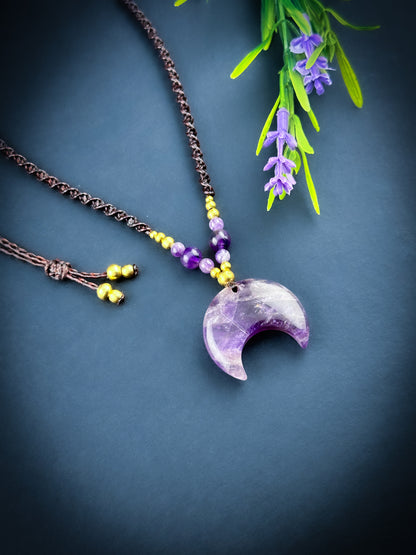 Amethyst crescent moon Necklace