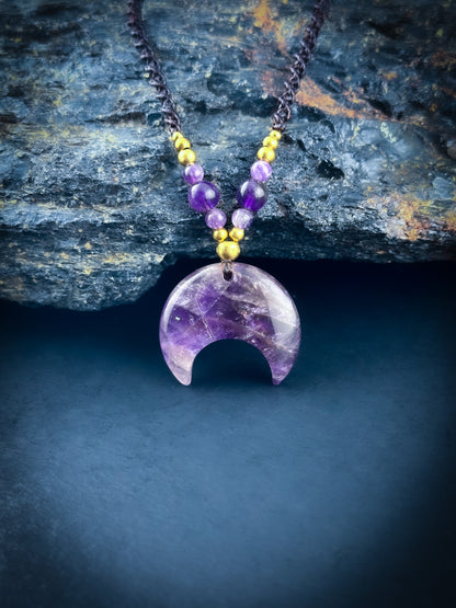 Amethyst crescent moon Necklace