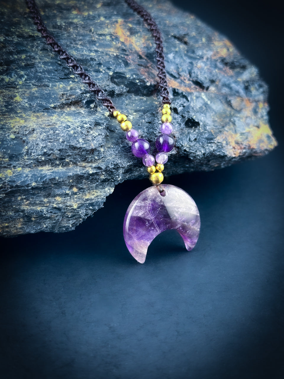 Amethyst crescent moon Necklace