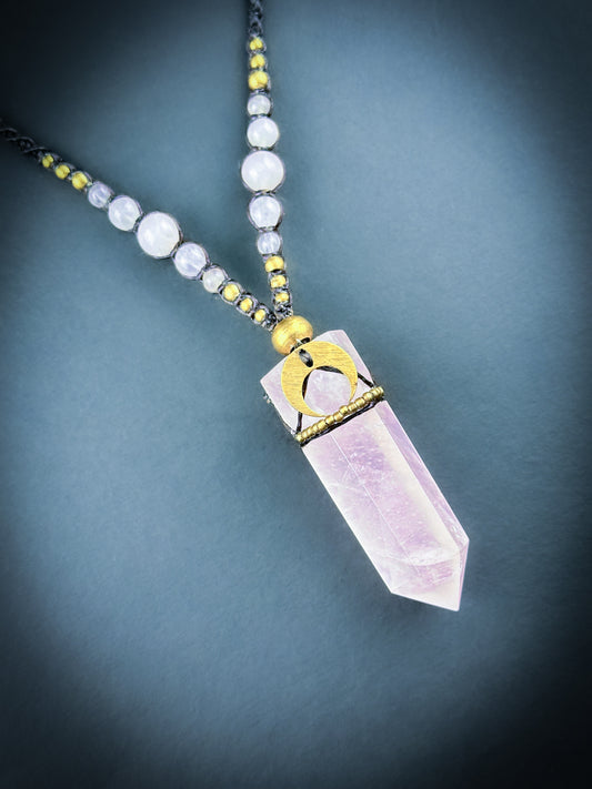 Rose Quartz Point with Moon