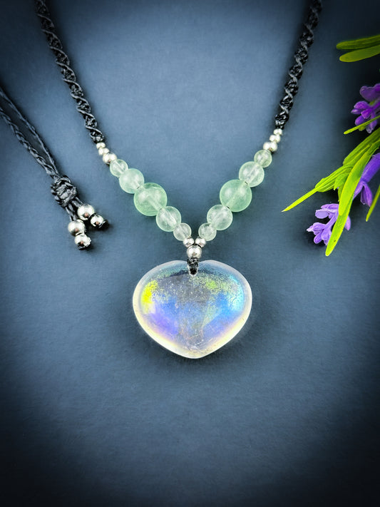 Angel Aura Quartz heart Necklace